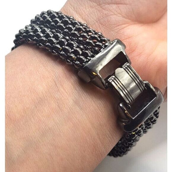 Gunmetal Love Knot Chunky Chain Bracelet Box Clasp 8.5in - Picture 6 of 6